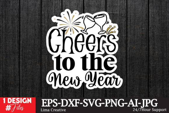 Cheers to the New Year Sticker SVG: Festive Graphics for Local Business Branding