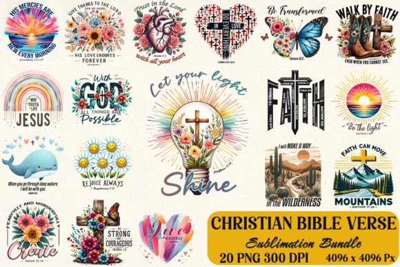 Christian Bible Verses Sublimation Bundle: Graphics for Faith-Focused Branding & Crafts