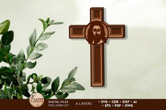 Christian Cross Multilayer Home Decor – Laser-Cut Elegance for Faith-Inspired Branding