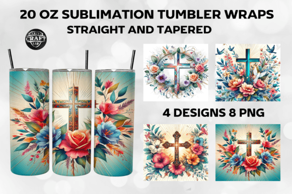 Christian Cross Tumbler Wrap 20oz Skinny – A Faith-Filled Graphic for Tumbler Wraps & Crafting