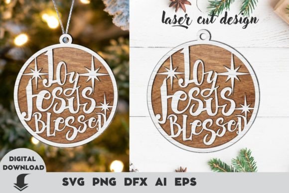 Christian-Themed Laser Cut Ornament Design for Holiday Branding