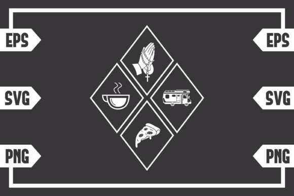 Coffee Jesus Pizza and Camping Van – A Nostalgic, Versatile Design Asset for Branding and Crafts