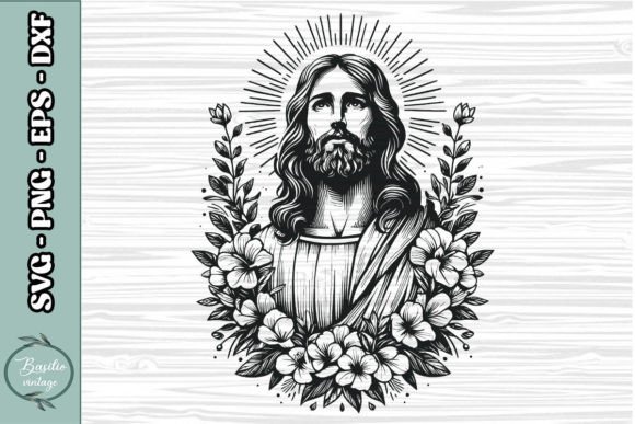 Floral Jesus SVG Clipart 01: A Versatile Graphics Asset for Crafts and Content Creators