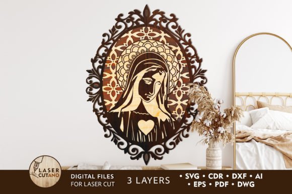 Icon Deva Maria: Laser-Cut Elegance for Faith-Inspired Wall Decor & Branding