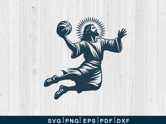 Jesus Playing Basketball SVG Graphic for Crafts & Digital Products