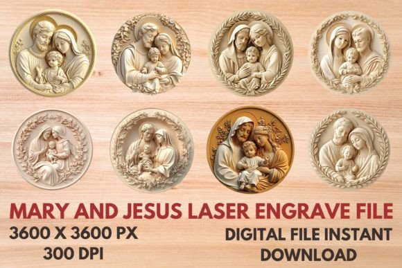 Mary and Jesus Laser Engrave File: A Thoughtful Graphic for Faith-Inspired Design Projects
